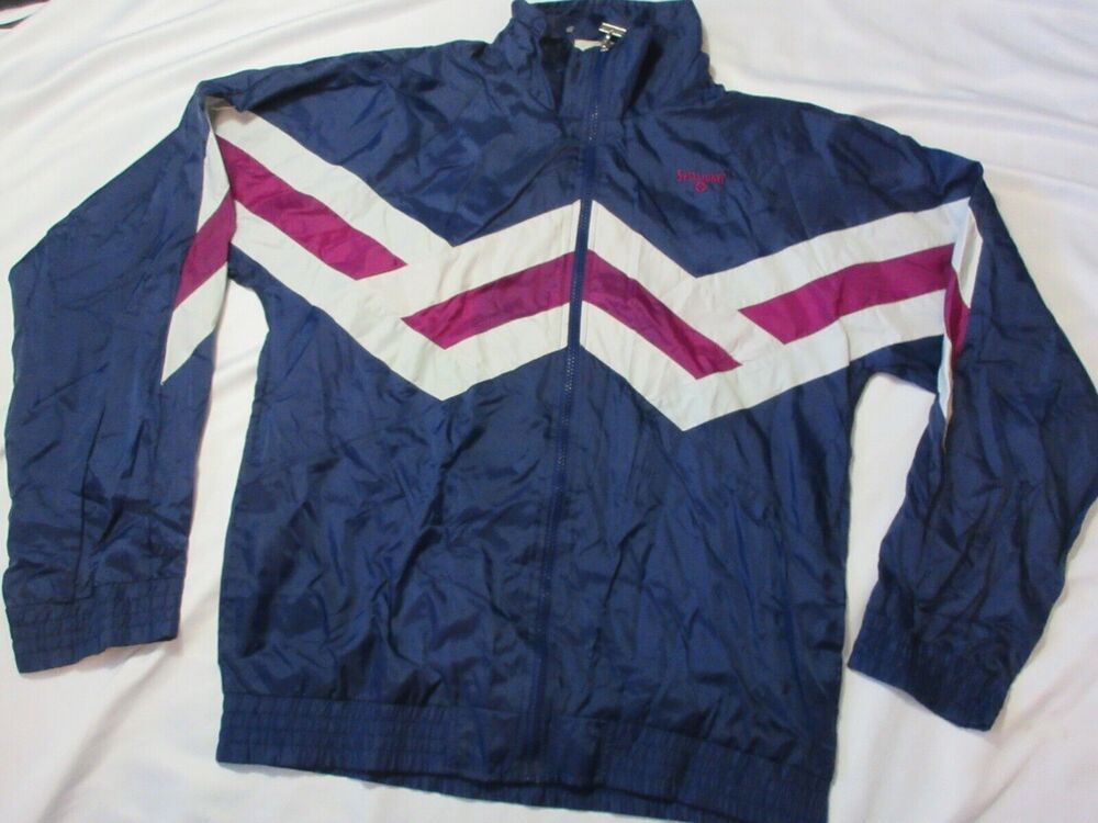 90s NOS SPALDING Men Small S Nylon TRACK SUIT Jacket Blue Purple